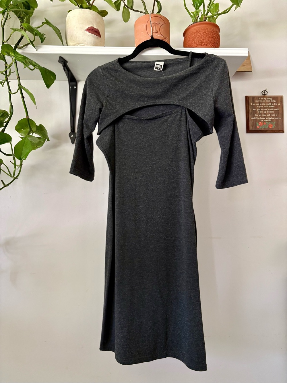 Vintage Smart Set Charcoal Grey Dress - Soft Stretch Knit